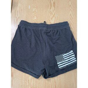 B95 Women’s Instant Message Patriotic American Flag Sweat Shorts Dark Gray XL